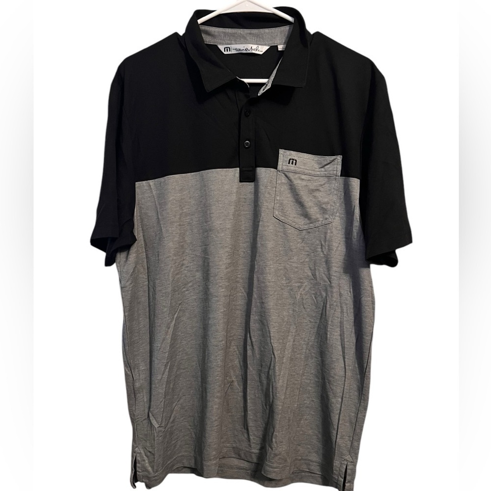 Travis Mathew Pima Cotton Color-Block Polo Shirt Size L Preppy Collar Sports